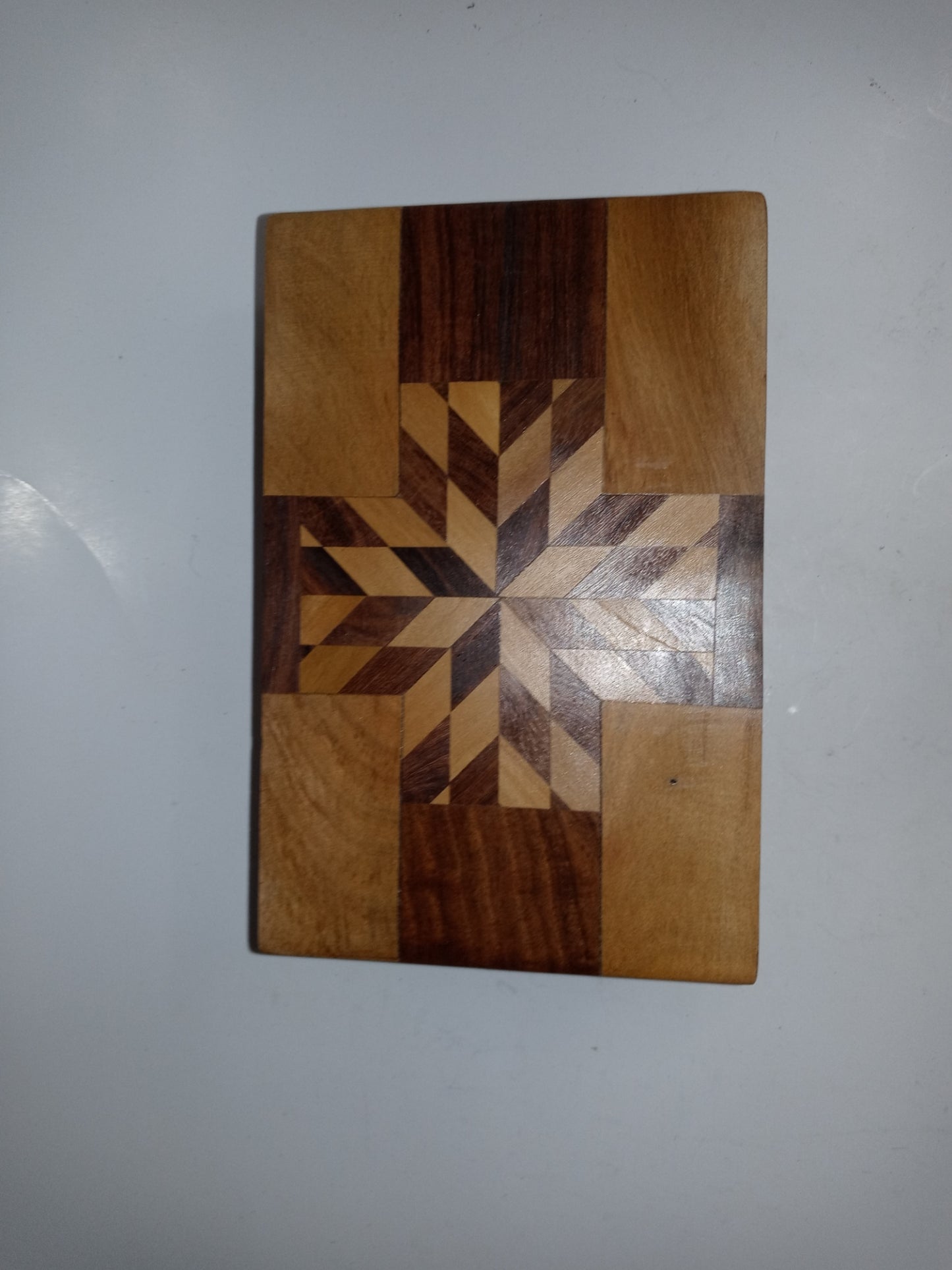 4" x 6" Handmade Wood Star & Floral Design Stash Box