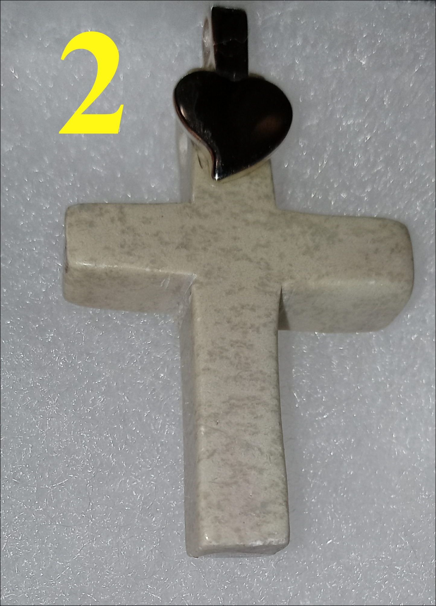 Handmade Soapstone Cross Pendant with Silver PLATED Heart Bail