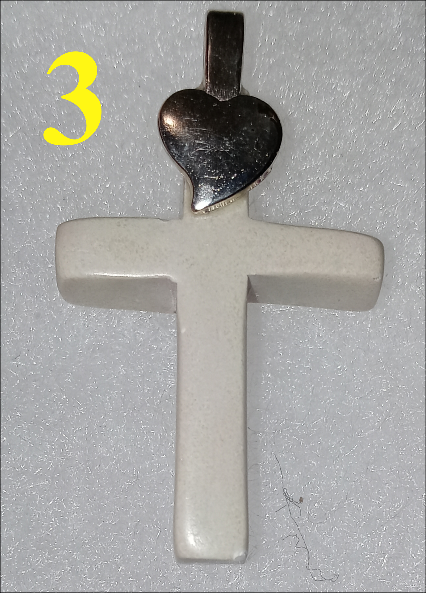 Handmade Soapstone Cross Pendant with Silver PLATED Heart Bail