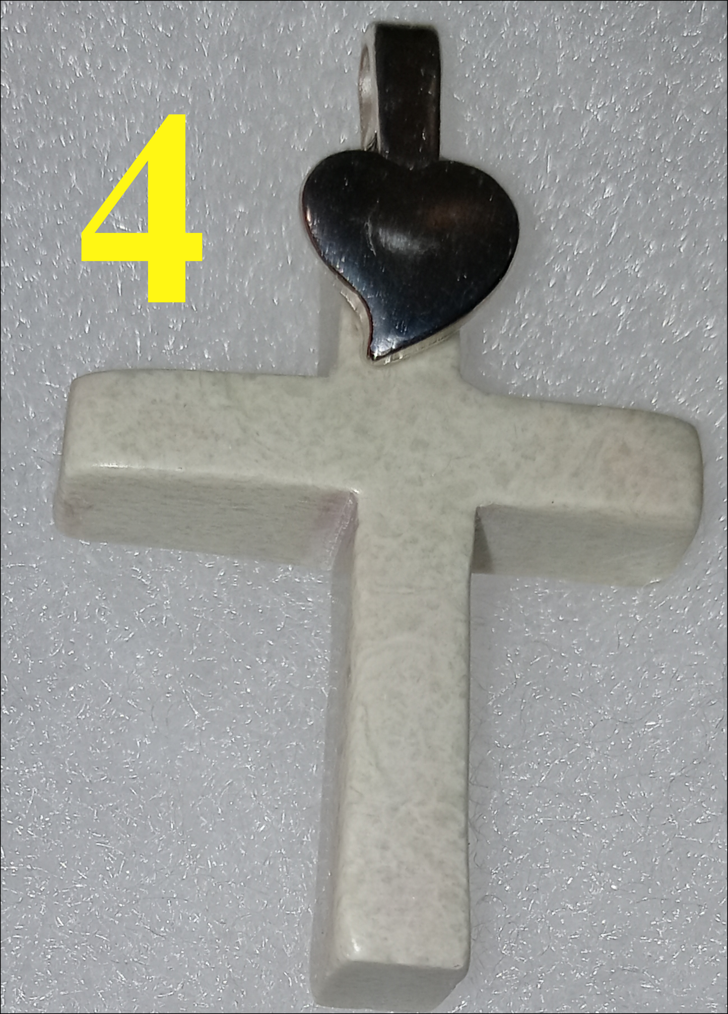 Handmade Soapstone Cross Pendant with Silver PLATED Heart Bail