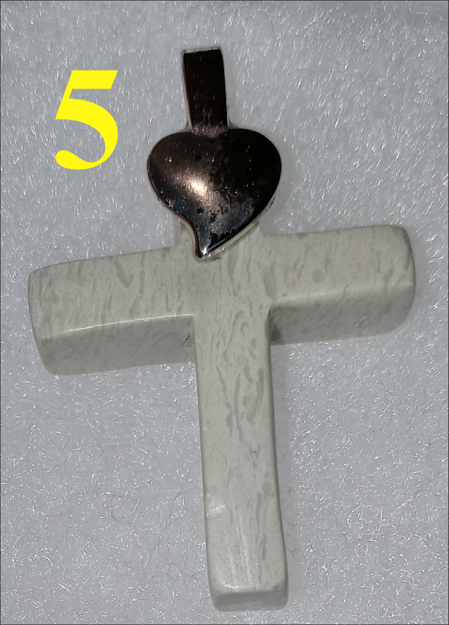 Handmade Soapstone Cross Pendant with Silver PLATED Heart Bail