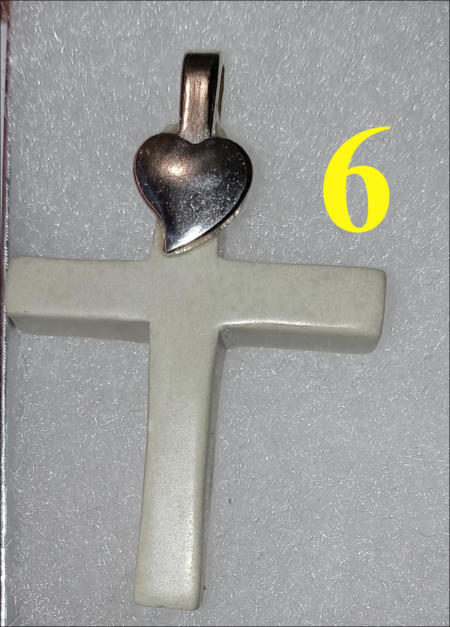 Handmade Soapstone Cross Pendant with Silver PLATED Heart Bail