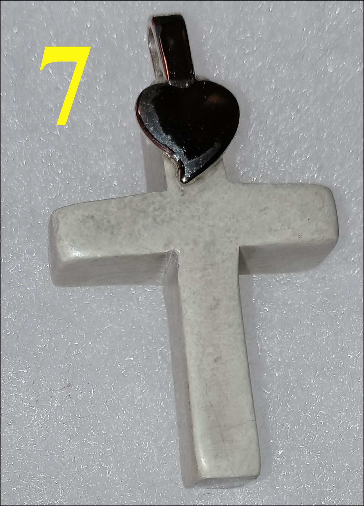 Handmade Soapstone Cross Pendant with Silver PLATED Heart Bail