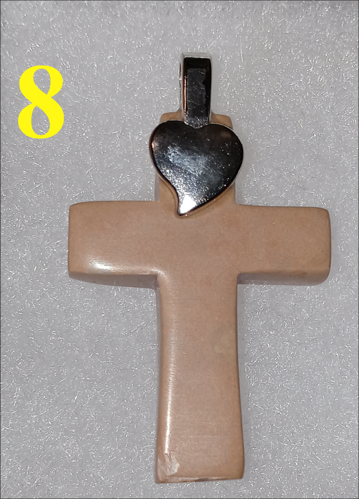 Handmade Soapstone Cross Pendant with Silver PLATED Heart Bail