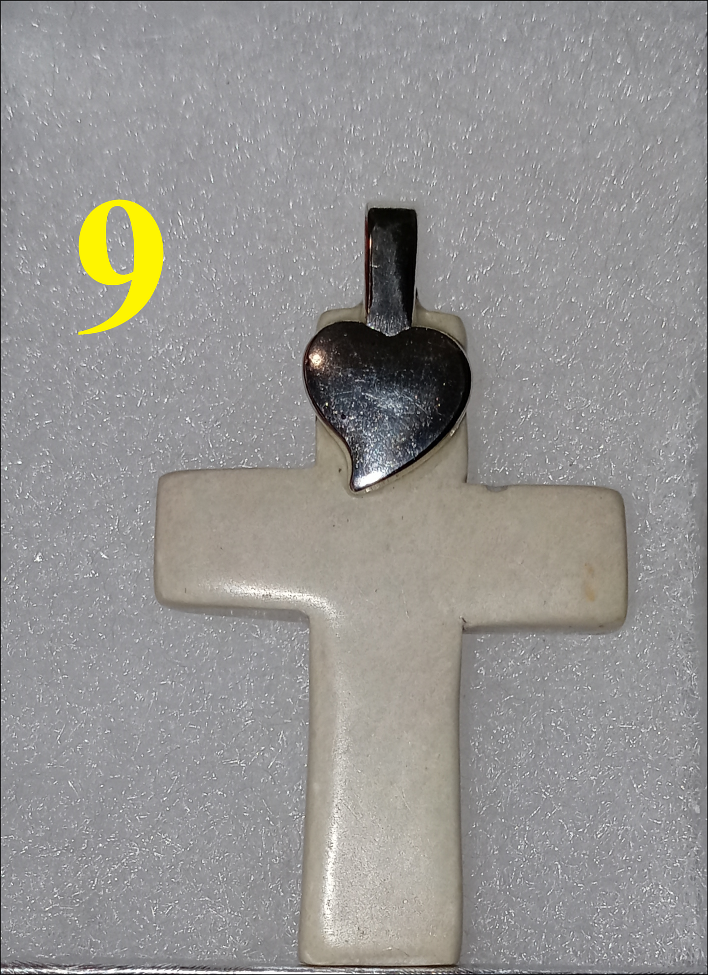 Handmade Soapstone Cross Pendant with Silver PLATED Heart Bail