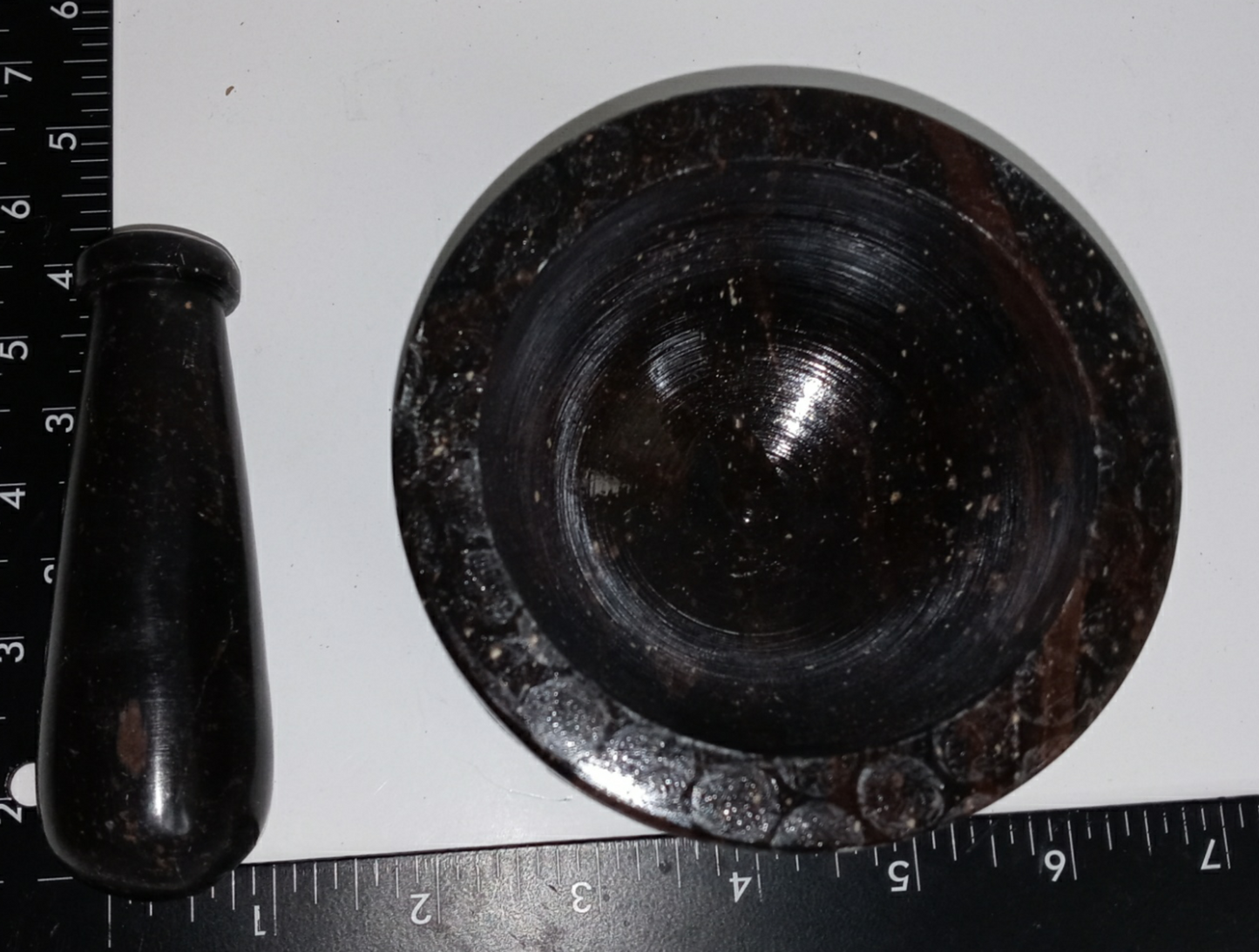 Soapstone Floral Engraved Mortar and Pestle