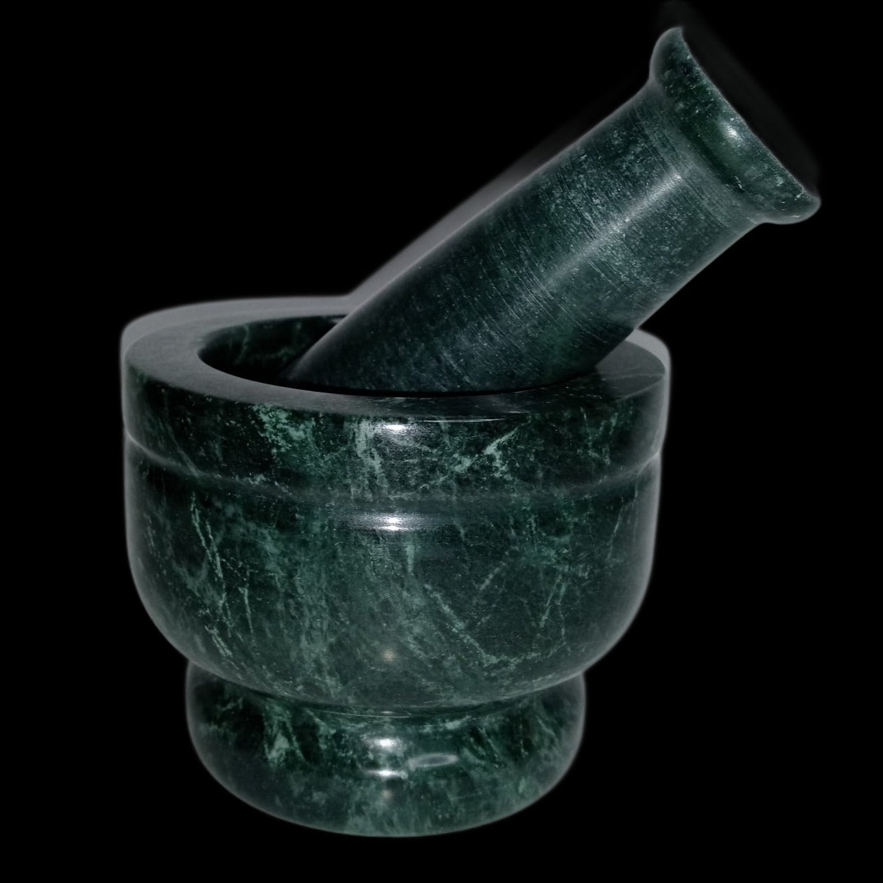 4" Green Marble Simple Design Mortar and Pestle