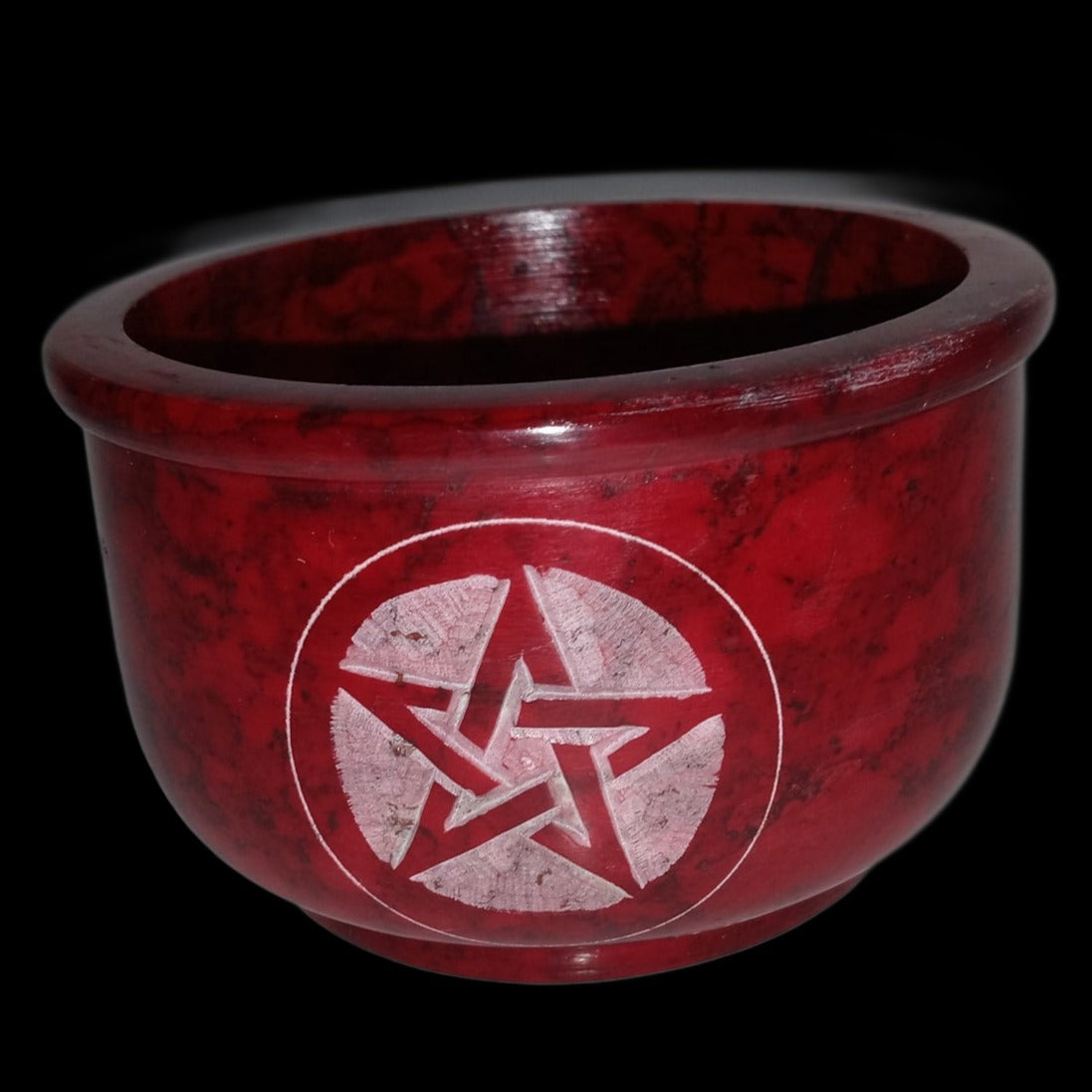 4" Pentacle Red Soapstone Smudge Bowl