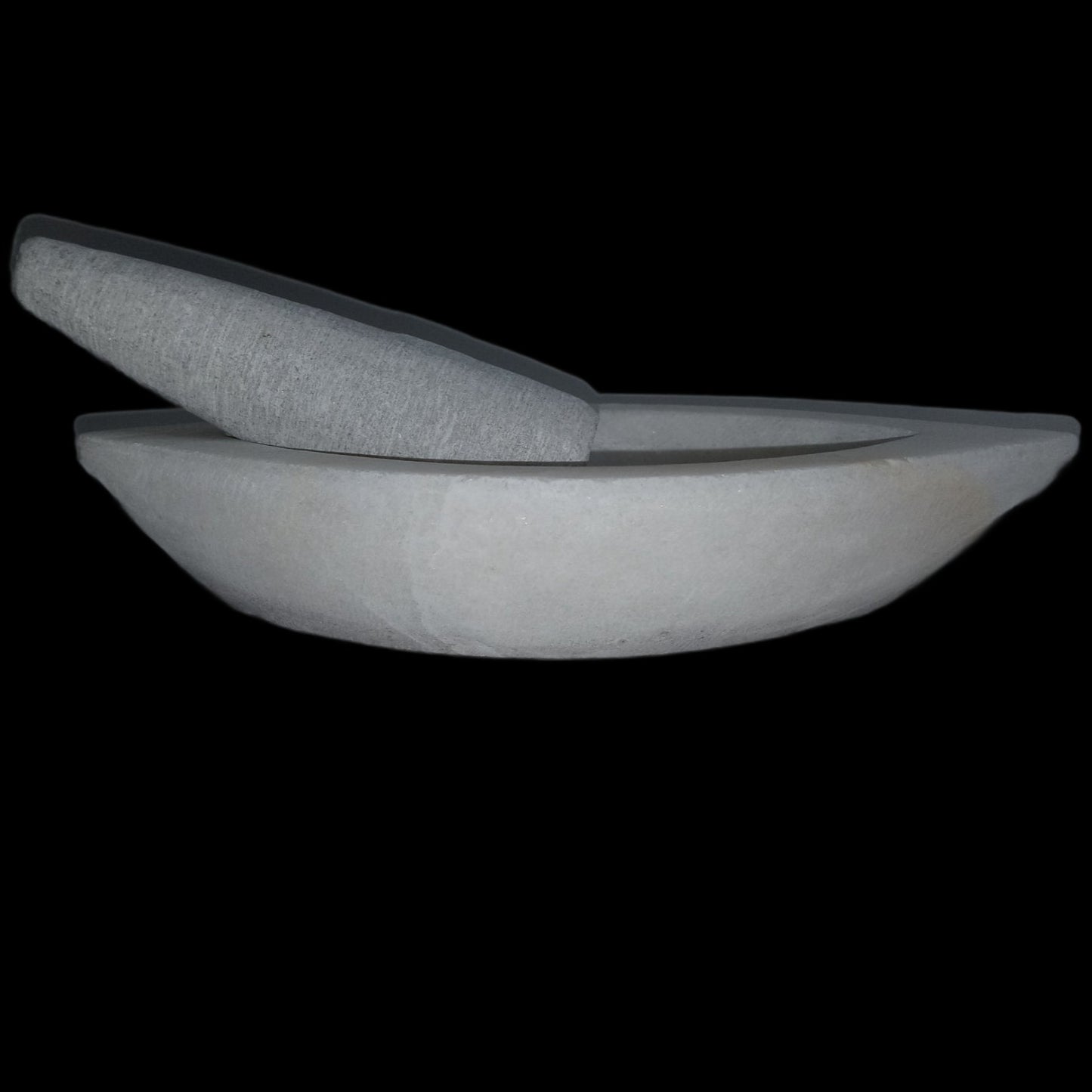 8" Long White Marble Mortar Boat and Pestle