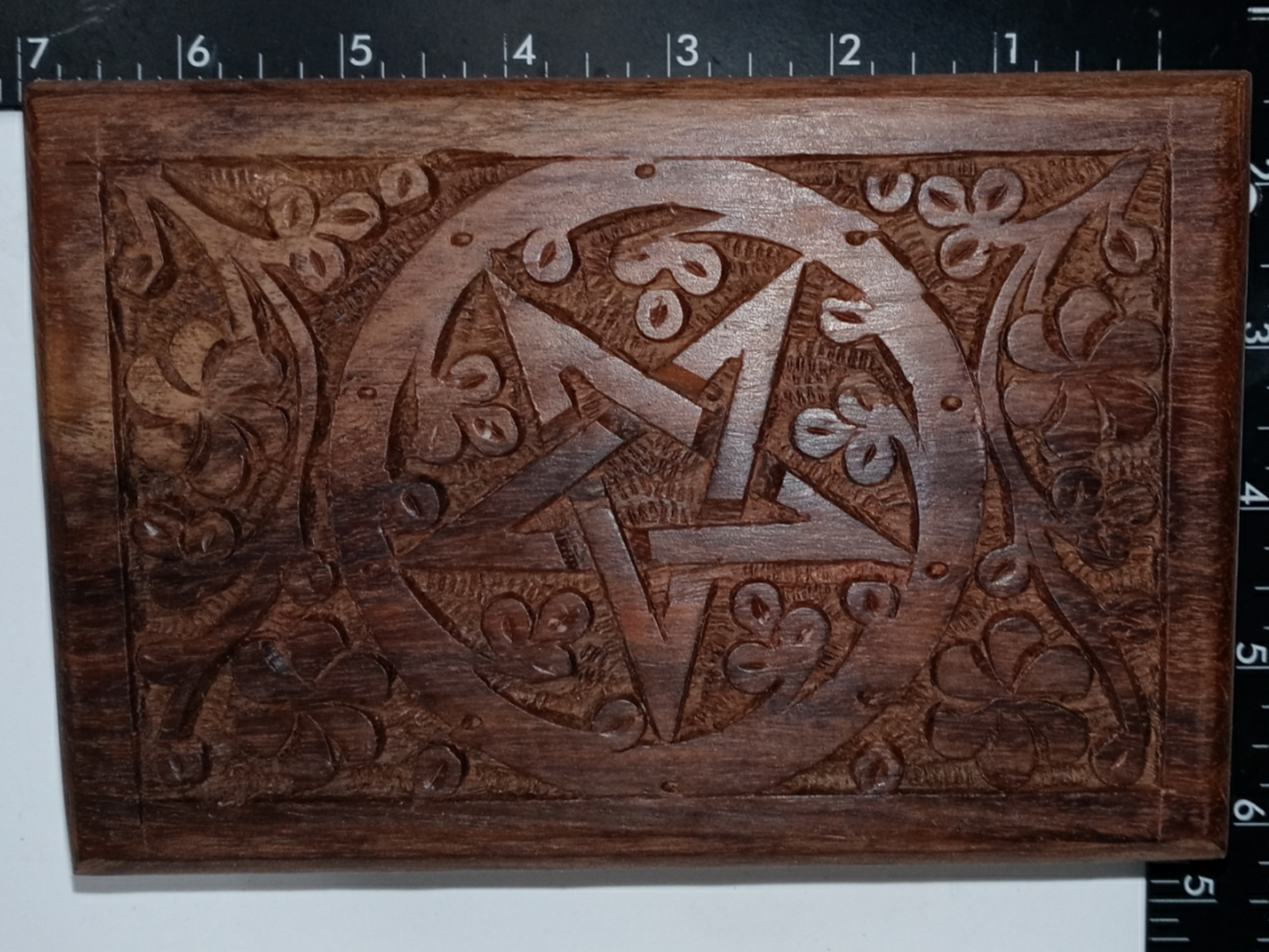 Hand Carved Pentacle Stash Box