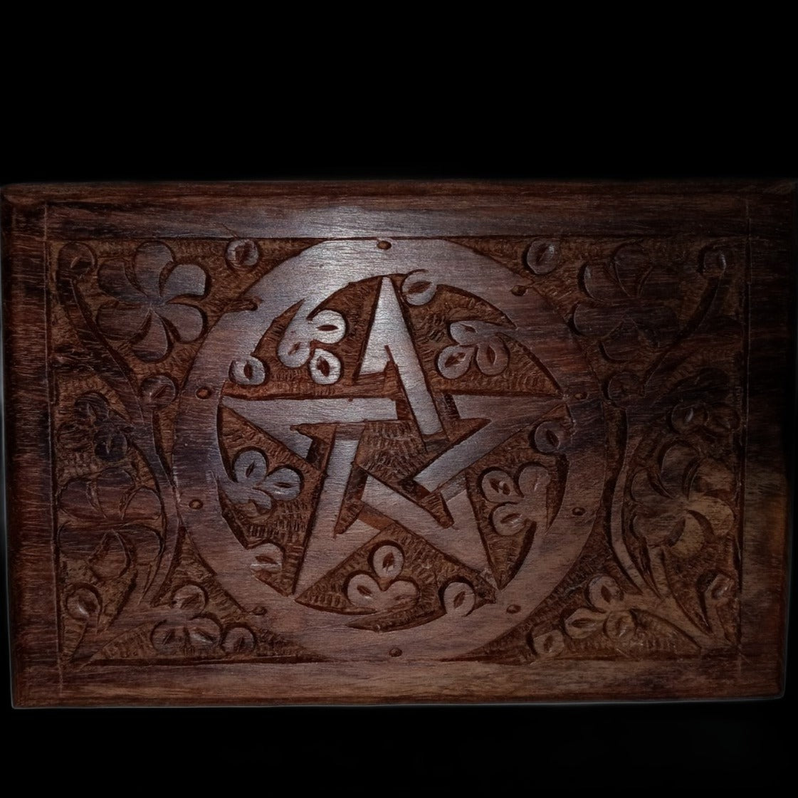 4" x 6" Handmade Wood Star & Floral Design Stash Box