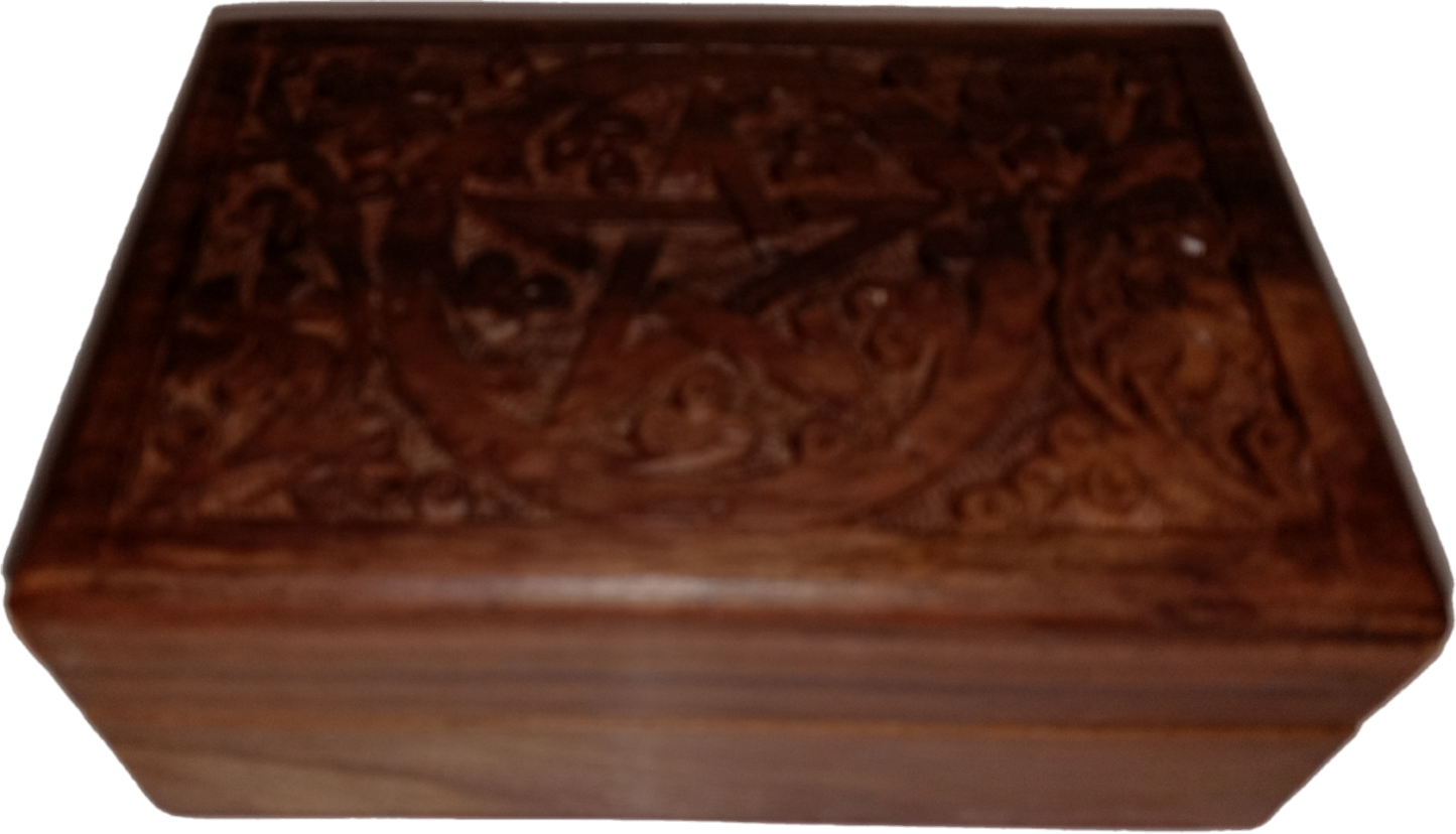 Hand Carved Pentacle Stash Box