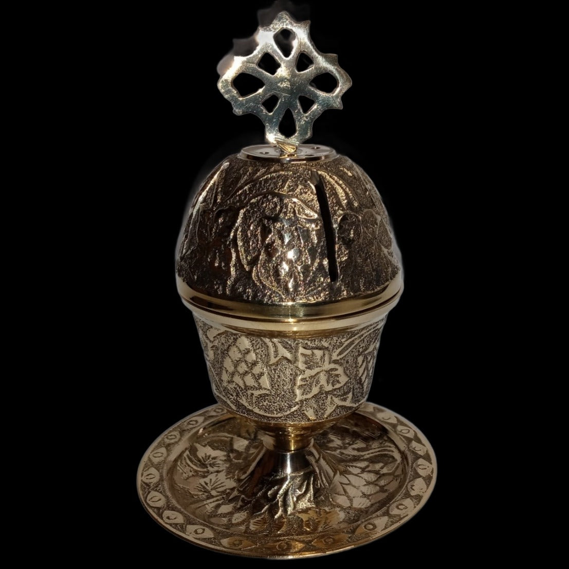 6" Solid Brass 'Egg' Cone and Charcoal Incense Burner