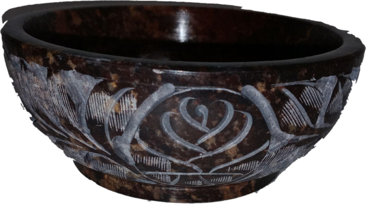 5" x 2" Carved Soapstone Smudge Bowl