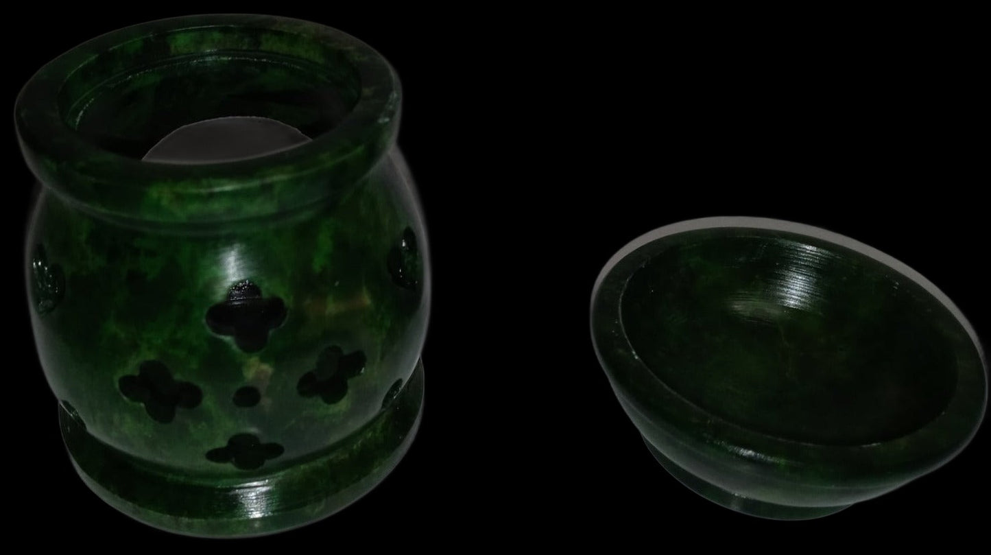 3" Soapstone Green Oil Aroma Lamp