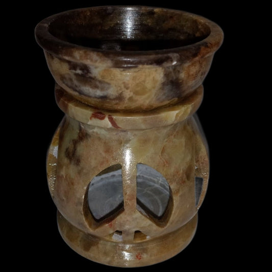 3" Soapstone Peace Sign Aroma Tealight Lamp