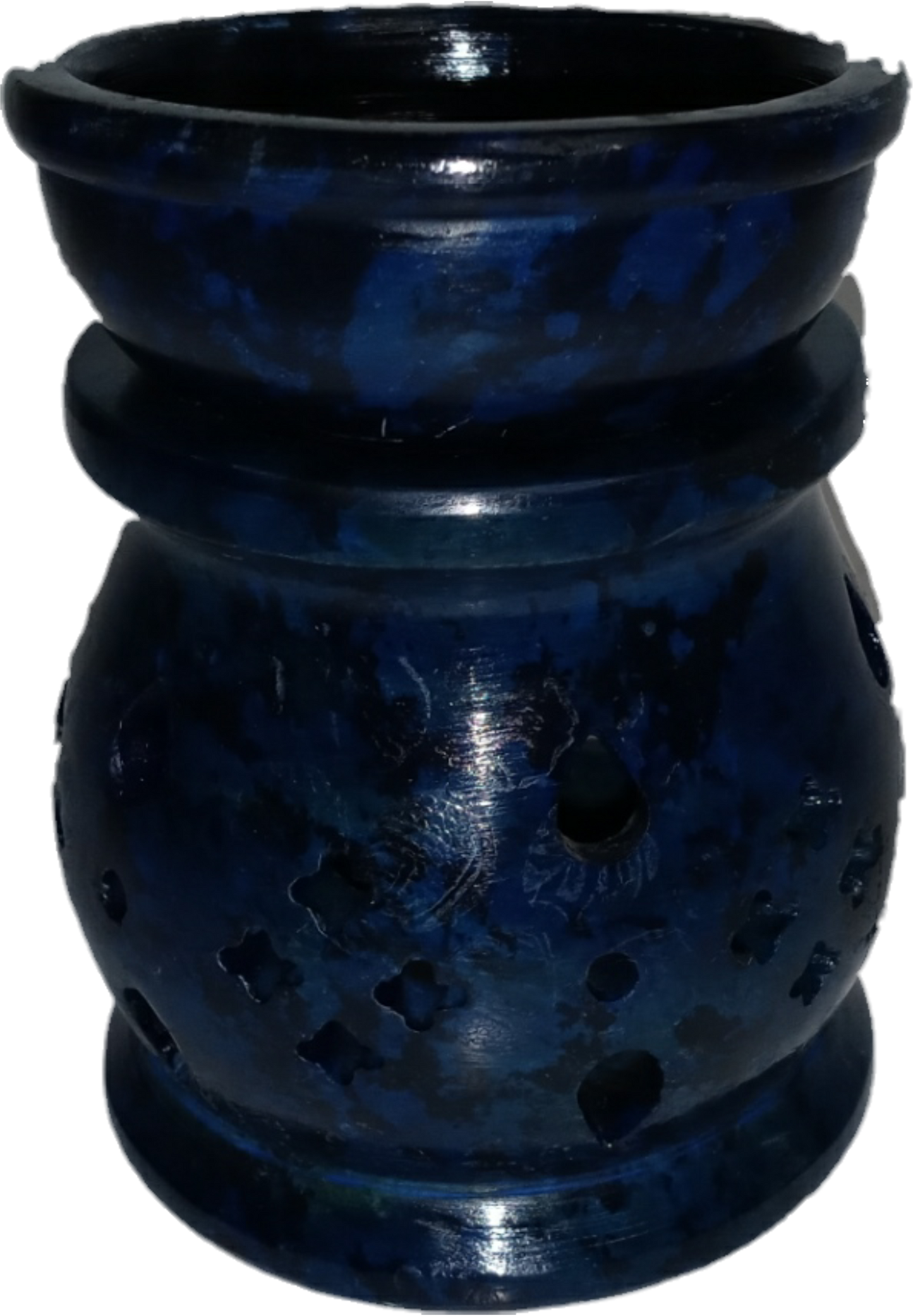 Blue 3" Soapstone Tealight Aroma Lamp