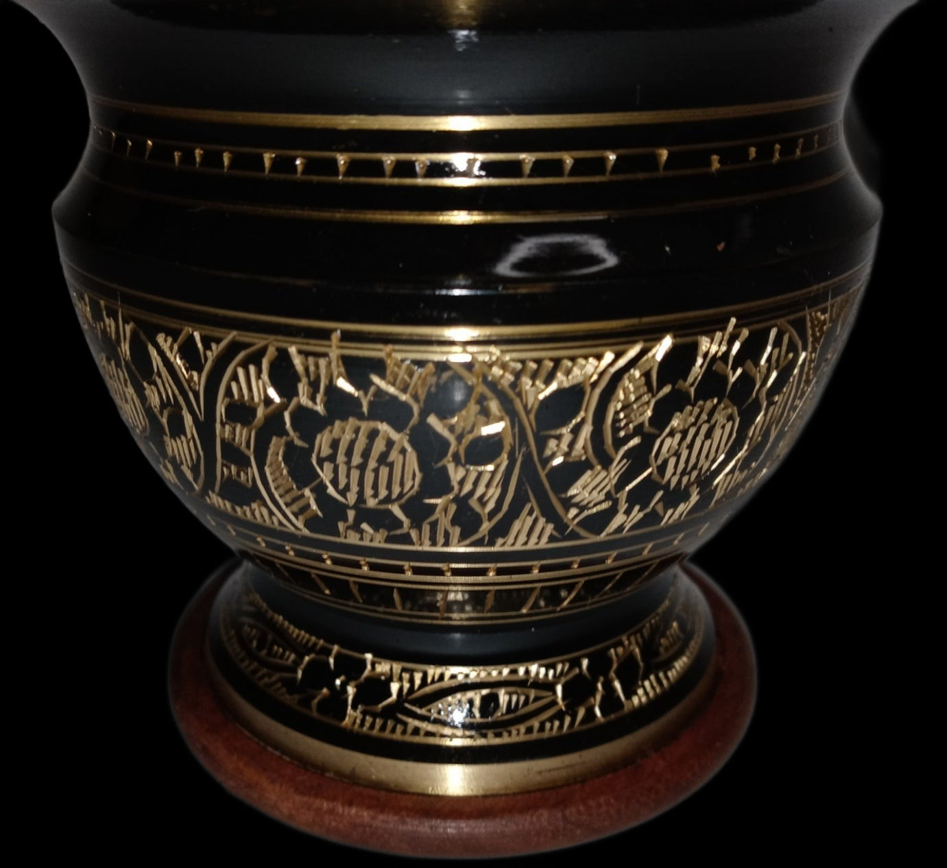 4" High Carved Brass Screen Charcoal Burner w/ Wood Coaster