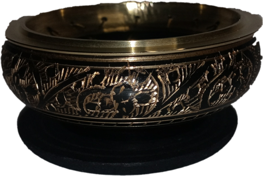 Black Carved Brass Screen Charcoal Burner