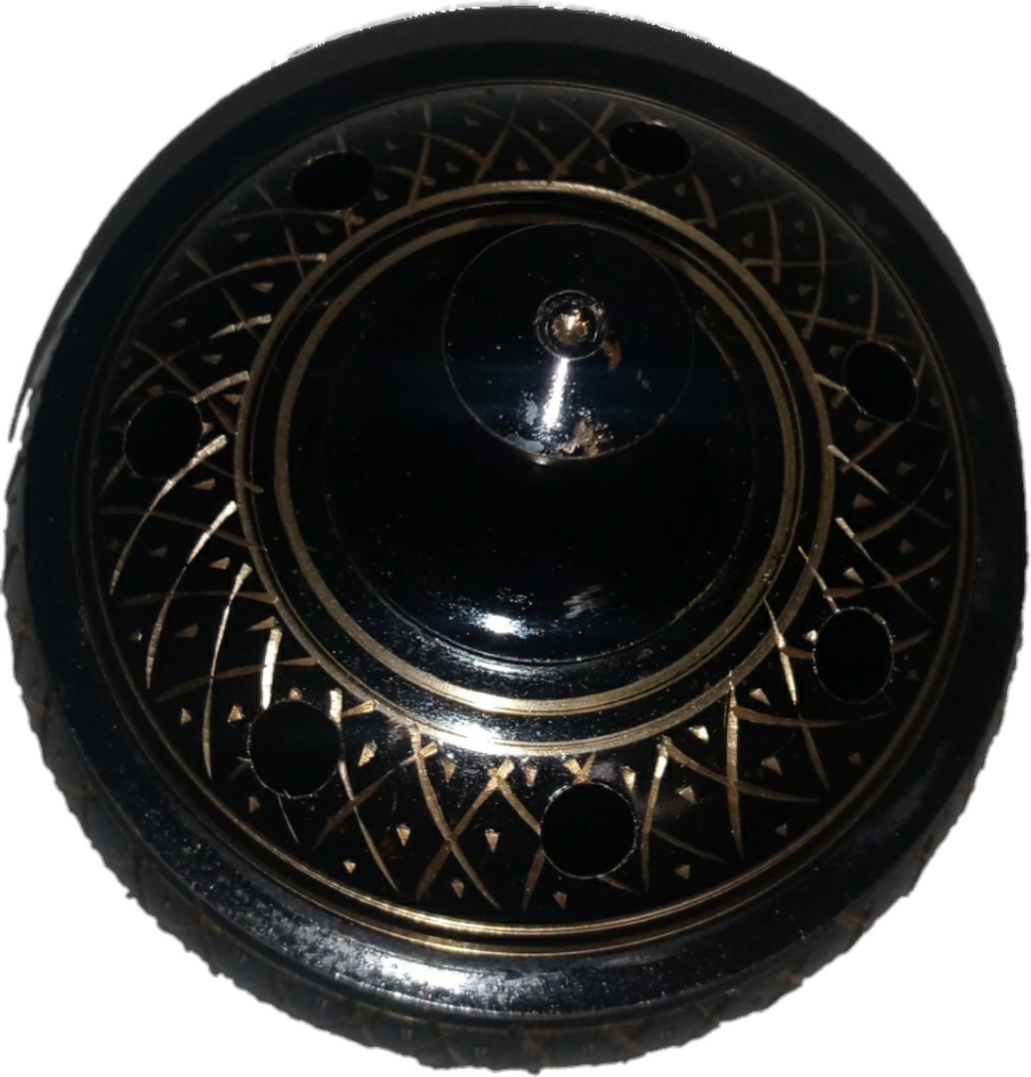 Black Carved Brass Incense/Charcoal/Smudge Burner w/Lid