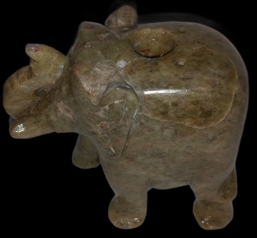 4" High Solid Soapstone Elephant Incense Burner