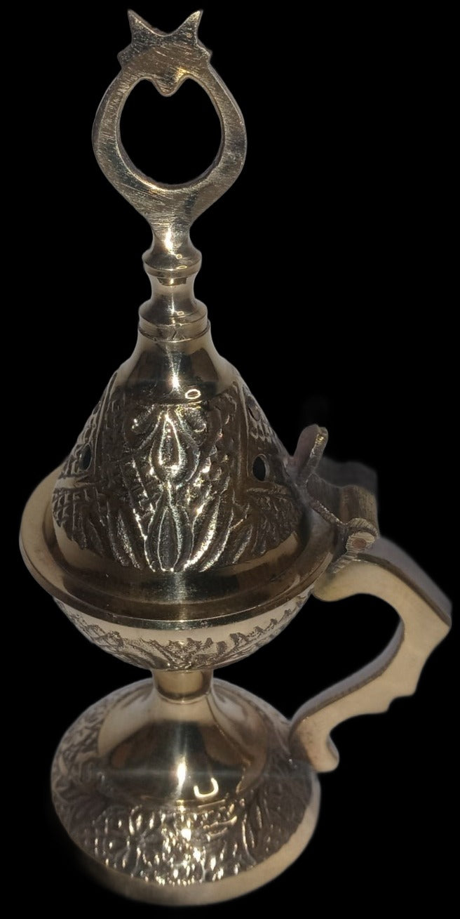 4.5" High Brass Hinged Incense Burner