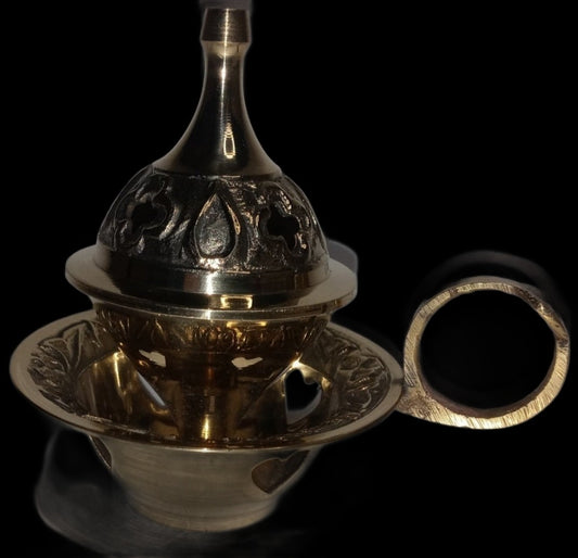 3" 2-pc. Styled Brass Cone Incense Burner