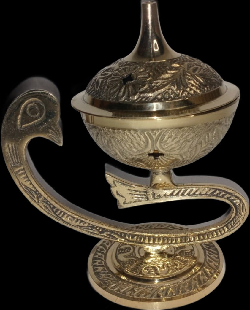 4" Brass Peacock Incense Burner