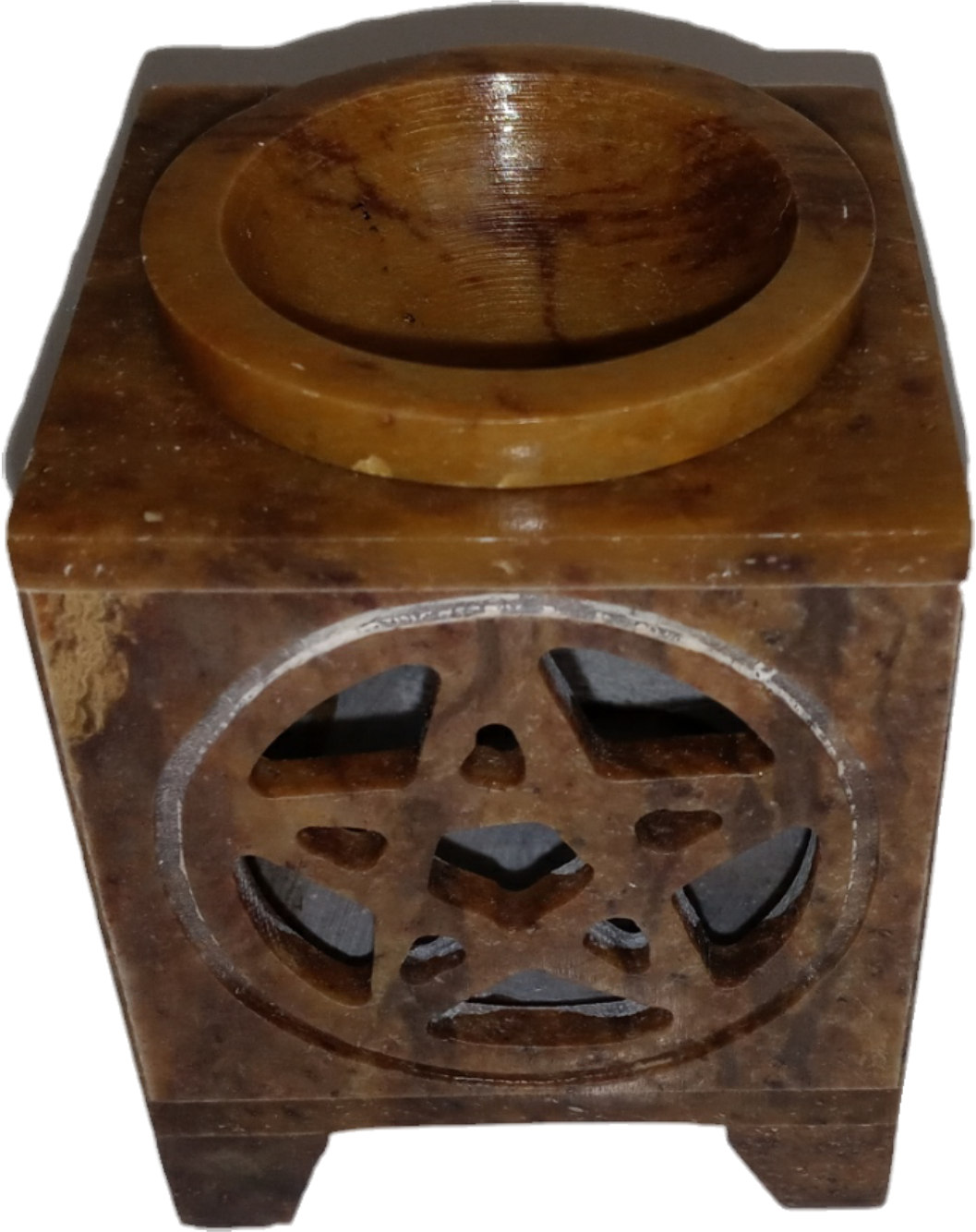 Hand Carved Pentacle Soapstone Aroma Lamp