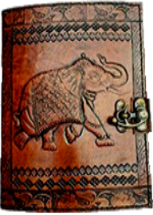 Leather, Hand Sewn, Elephant Journal with Metal Latch