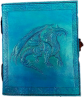 Leather, Hand Sewn Dragon Journal with Metal Latch