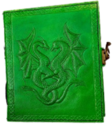 Leather, Hand Sewn Double Dragon Journal with Metal Latch