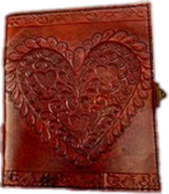 Leather, Hand Sewn Heart Journal with Metal Latch