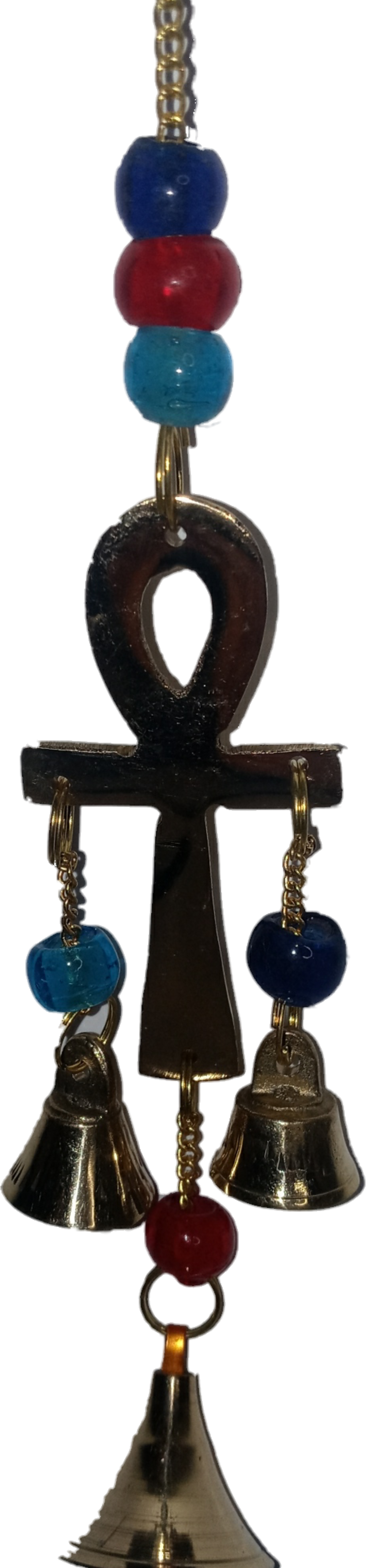 9" Brass Ankh Chime w/Beads