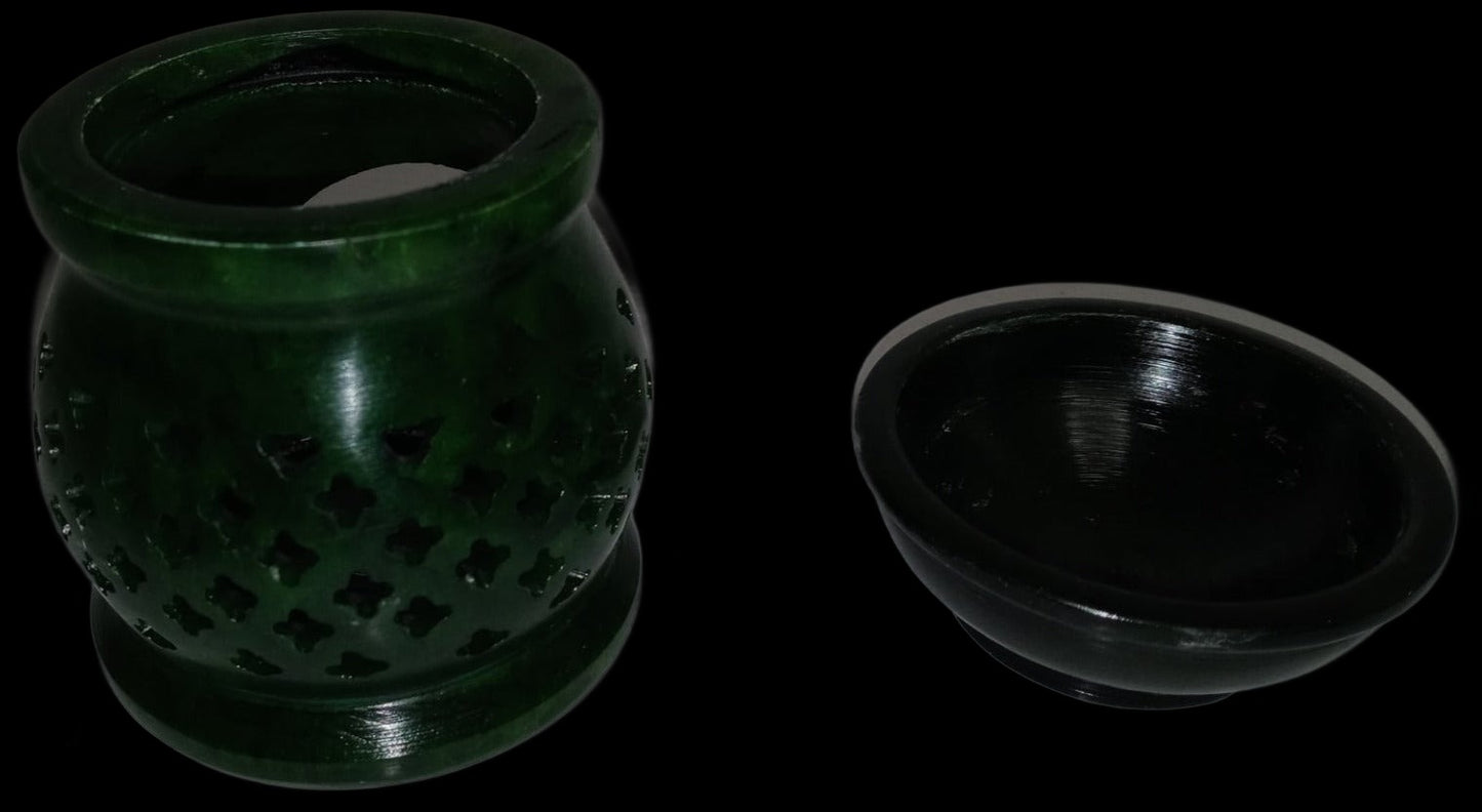 3" Soapstone Green Oil Aroma Lamp