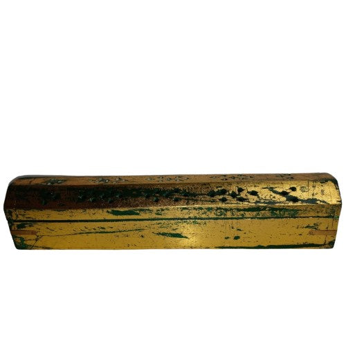 12" Coffin Style Green and Gold Aged Incense Box and Burner